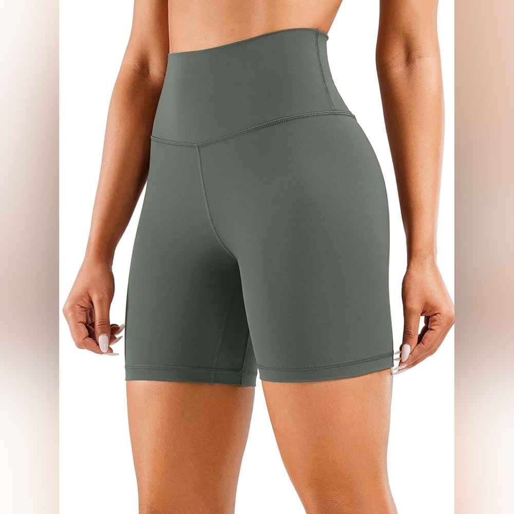 CRZ YOGA "Naked Feel" Sage Green High Waitsed Athletic Biker Shorts - Size M
